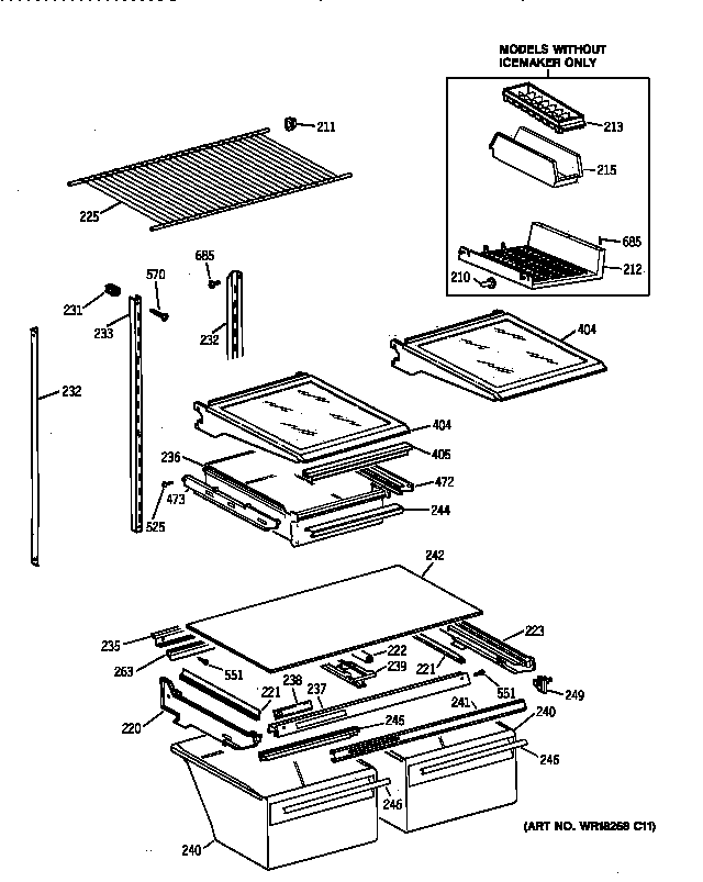 GE TBX19ZIZKRAA shelf parts diagram