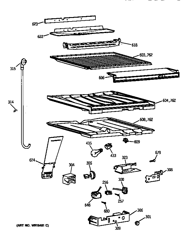 GE TBX19ZIZKRAA compartment separator parts diagram