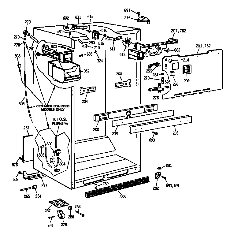 GE TBX19ZIZKRWW cabinet parts diagram