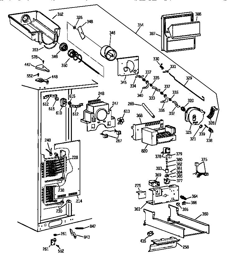GE TPX24BRYFBB freezer section diagram