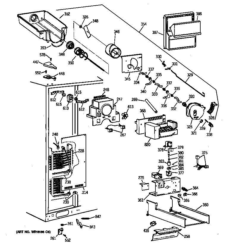 GE TPX24BRYFWW freezer section diagram