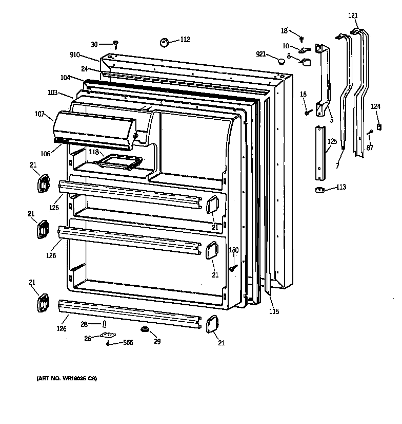 GE TBX21IAZKRAA fresh food door diagram