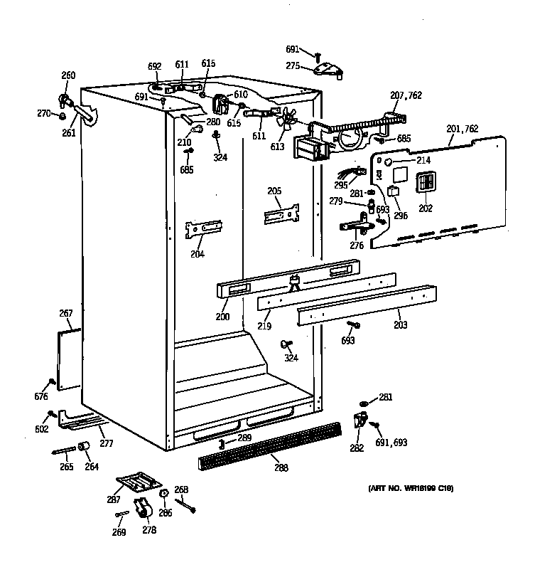 GE TBX21IAZKRAA cabinet parts diagram