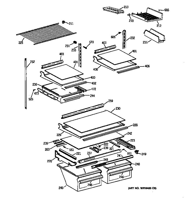 GE TBX21IAZKRAA shelf parts diagram
