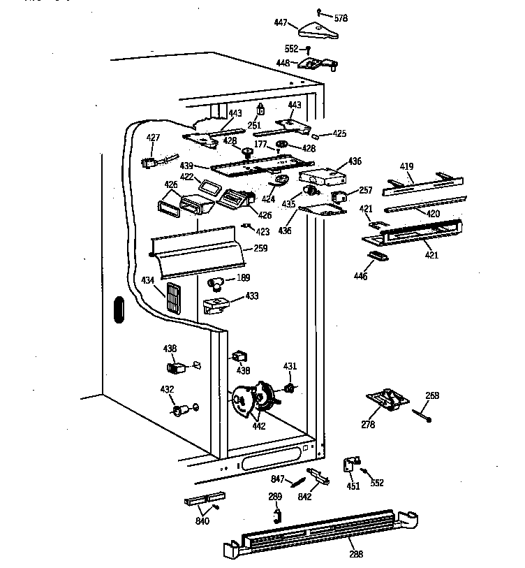 GE TPX24SIYFBS fresh food section diagram