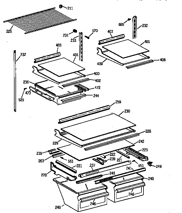 GE TBX21NIXSRWW shelf parts diagram