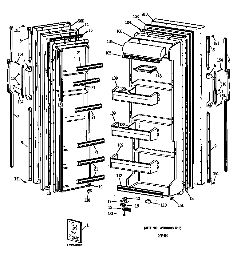 GE TFJ20JAZBAA doors diagram