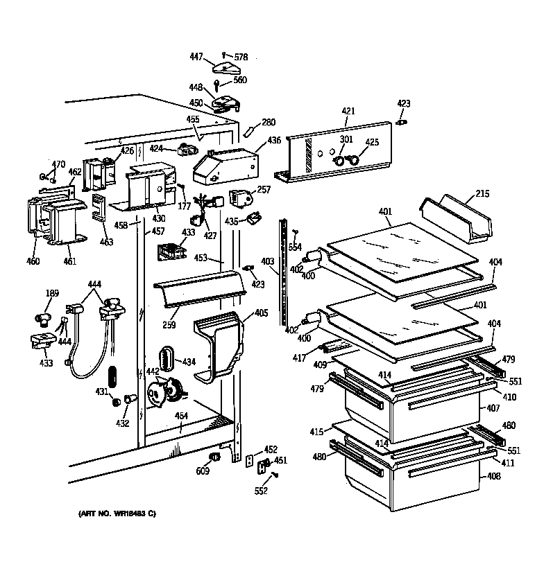 GE TFJ20JAZBAA fresh food section diagram