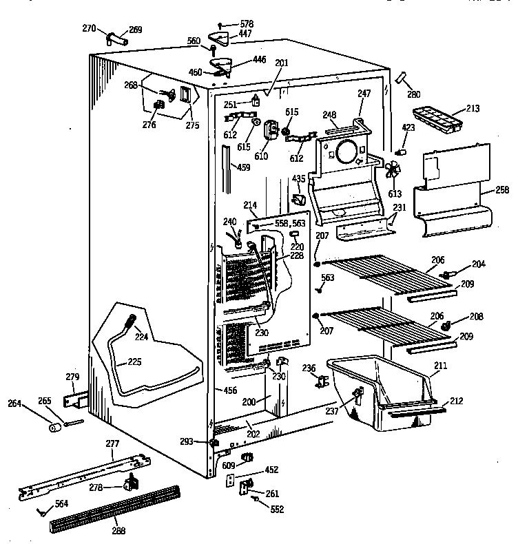 GE TFJ20JAZBWW freezer section diagram