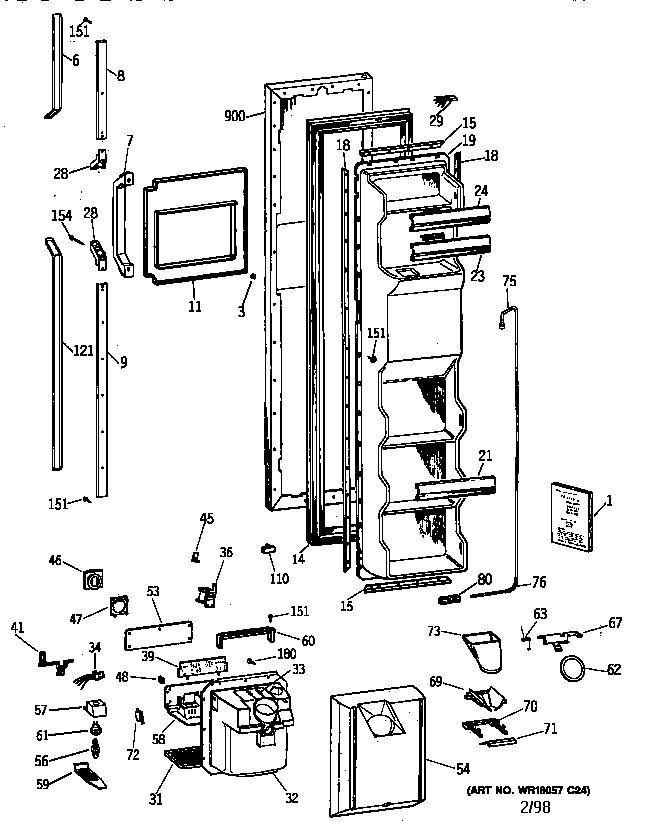 GE TFJ22PRZBWW freezer door diagram