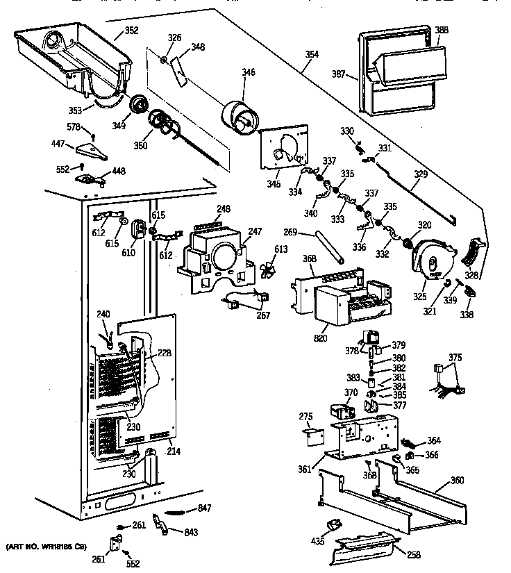 GE TFJ28PFZCWW freezer section diagram