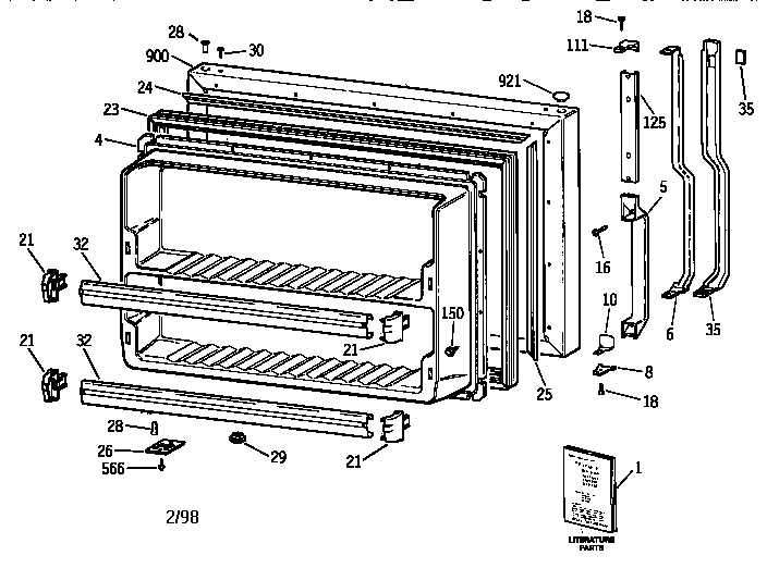 GE TBX24JIZERWW freezer door diagram