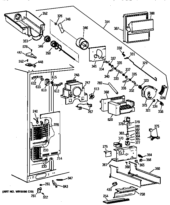 GE TFK30PFZCAA freezer section diagram