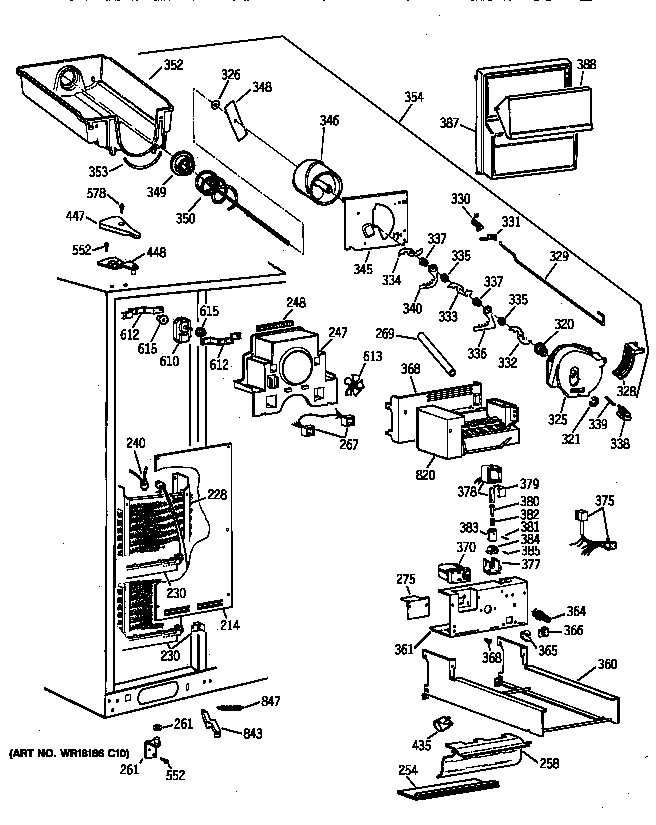 GE TFK30PRZCAA freezer section diagram