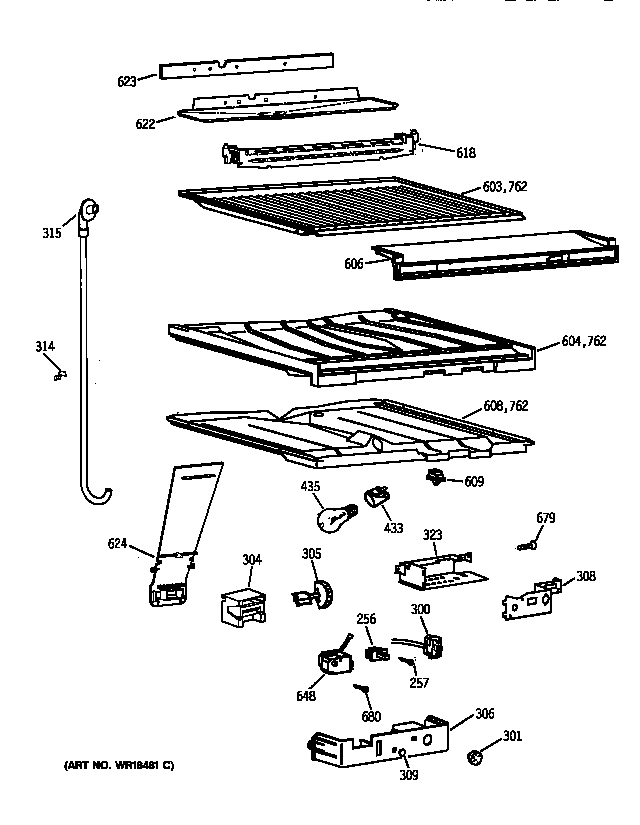 GE TBH18DAXURAA compartment separator parts diagram