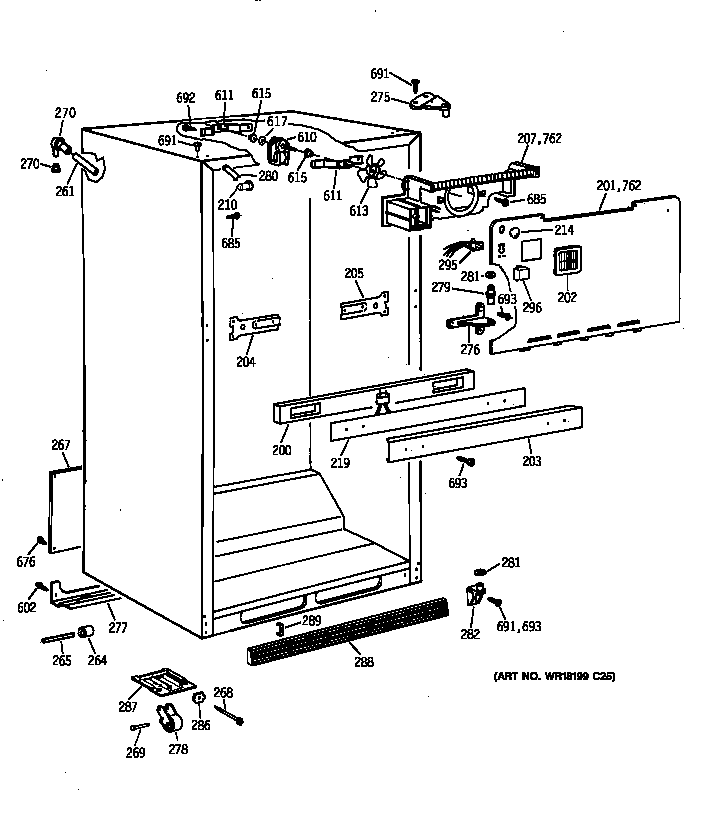 GE TBH18JAZMRWW cabinet parts diagram