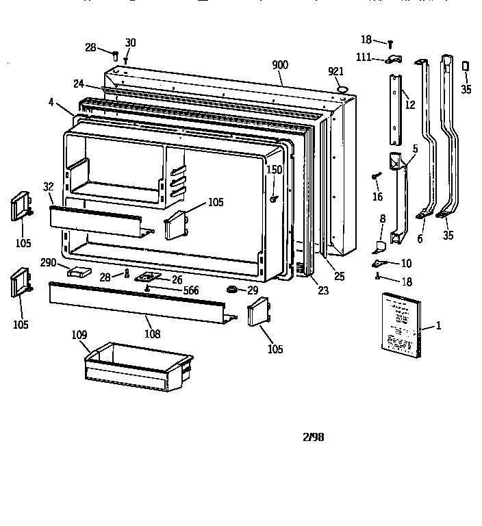 GE TBH19ZAZMRAA freezer door diagram