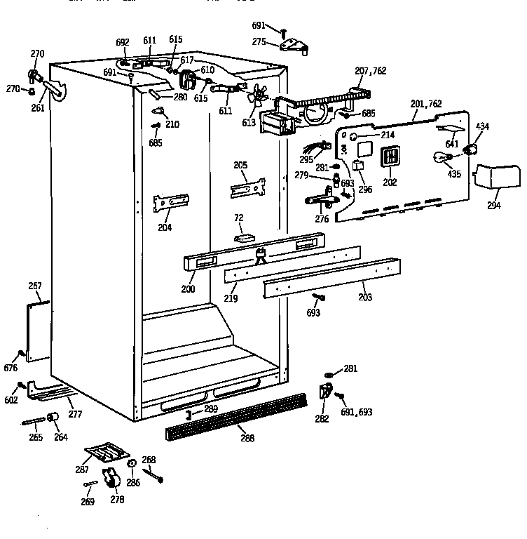 GE TBH19ZAZMRAA cabinet parts diagram