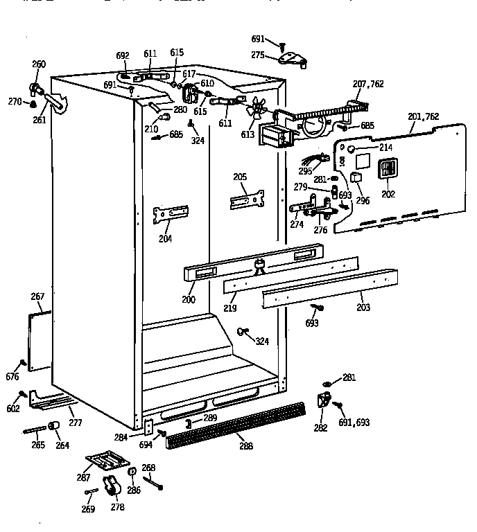 GE TBT18JAXURWW cabinet parts diagram