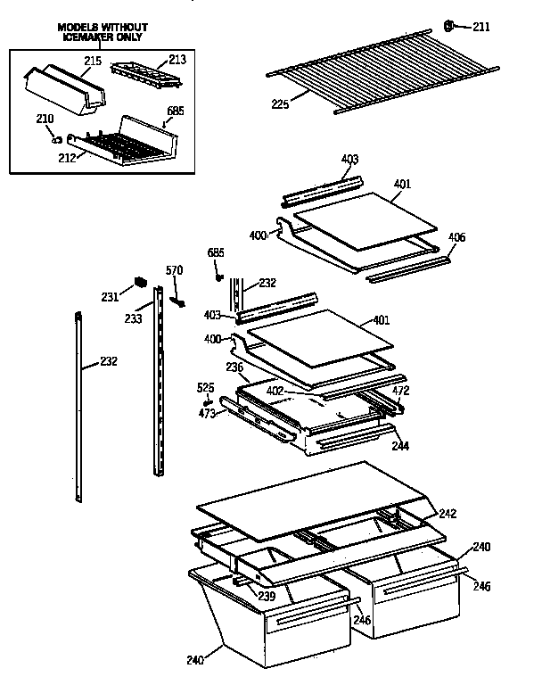 GE TBT18JAXURWW shelf parts diagram