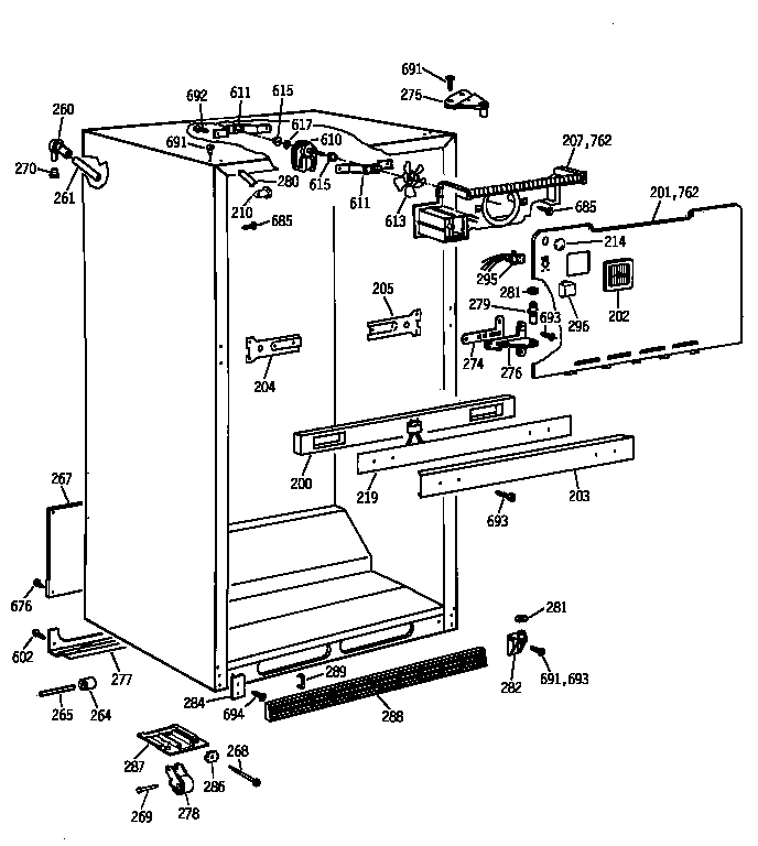 GE TBT21JAXTRAA cabinet parts diagram