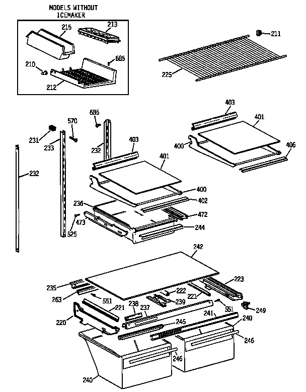 GE TBT21JAXTRAA shelf parts diagram