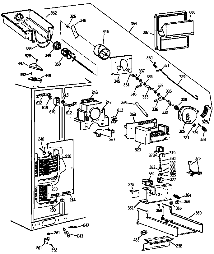 GE TFX28PPZCAA freezer section diagram