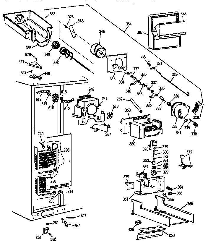 GE TFX28PRZCAA freezer section diagram