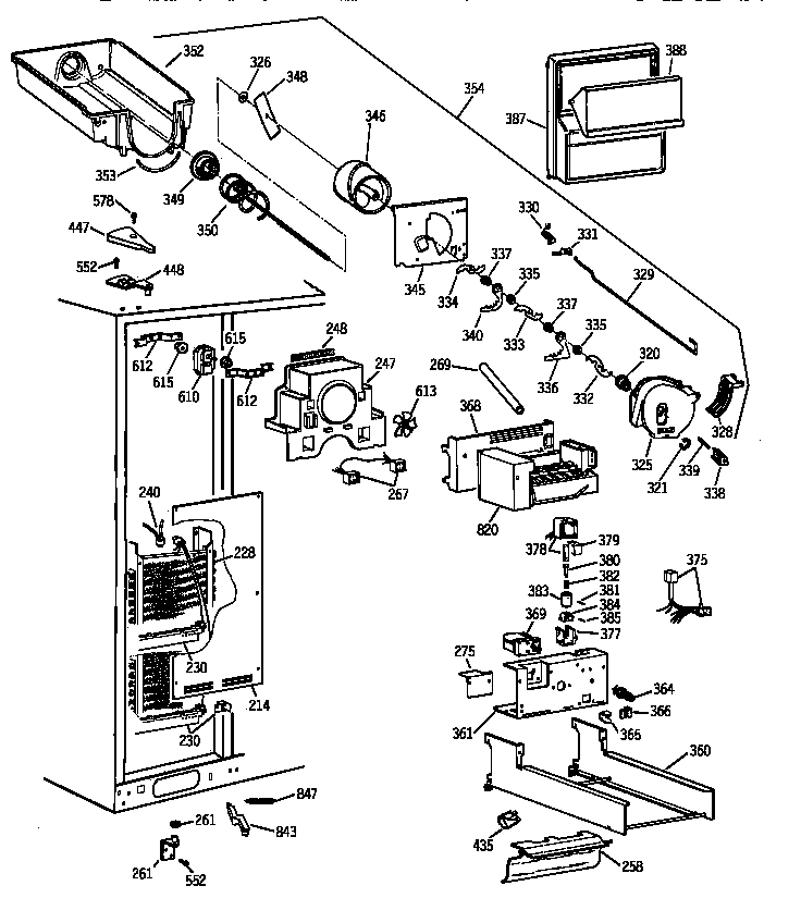 GE TFX28PRZCBB freezer section diagram