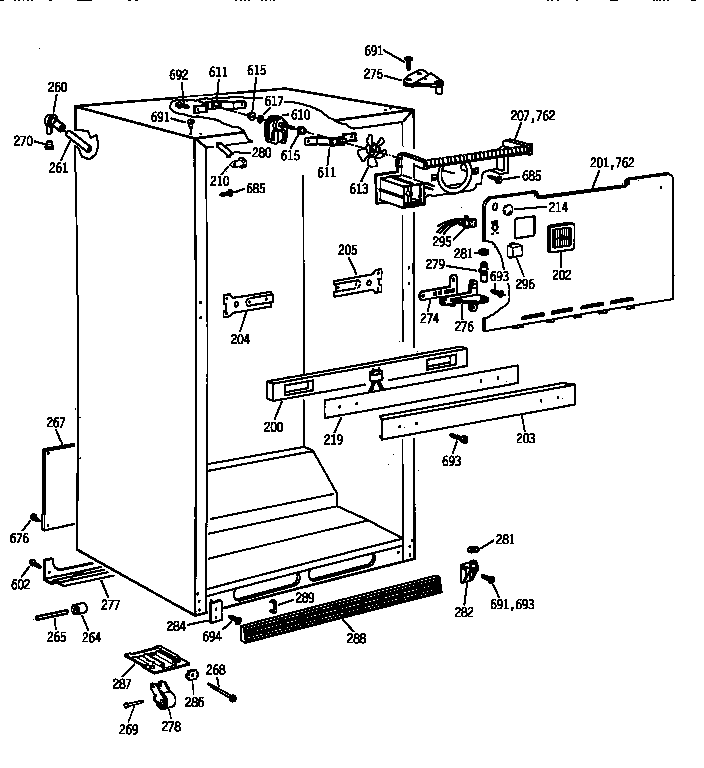 GE TBT25JAXKRAA cabinet parts diagram