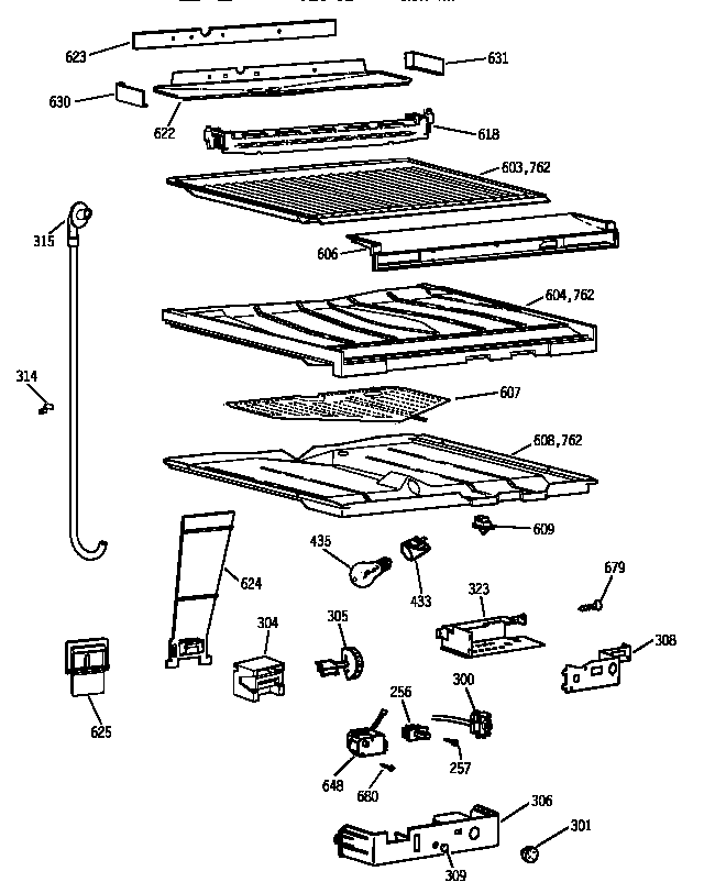 GE TBT25JAXKRAA compartment separator parts diagram