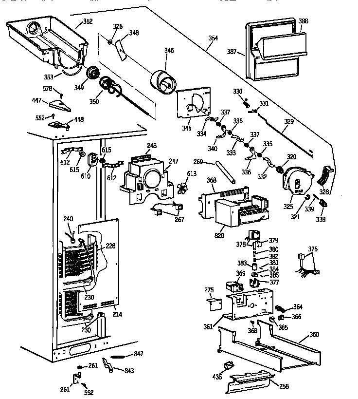 GE TFX28PBZCWW freezer section diagram