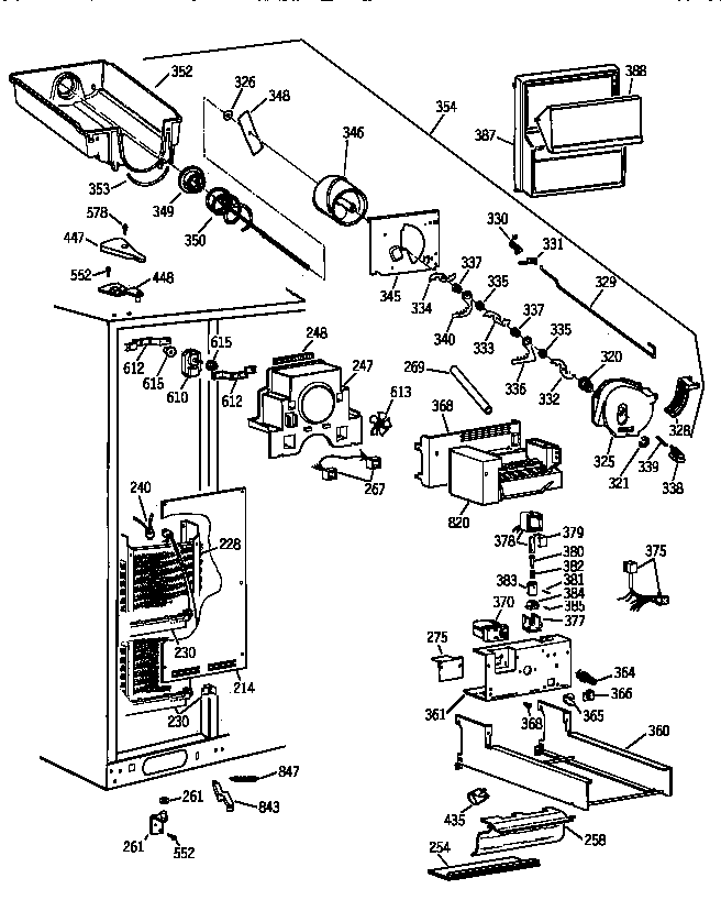 GE TPG24BFZCBB freezer section diagram