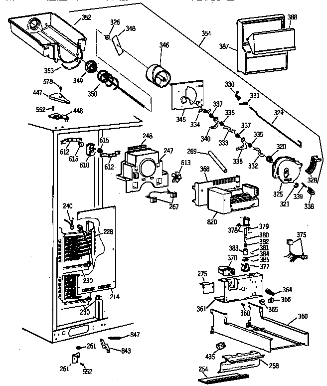 GE TPG24BFZCWW freezer section diagram