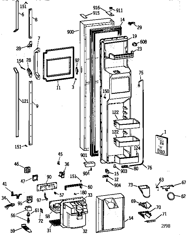 GE TPK24PFZCWW freezer door diagram