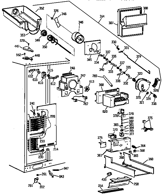 GE TPK24PFZCWW freezer section diagram