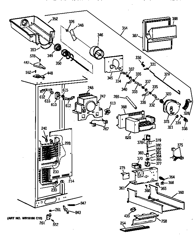 GE TPK24PRZCAA freezer section diagram