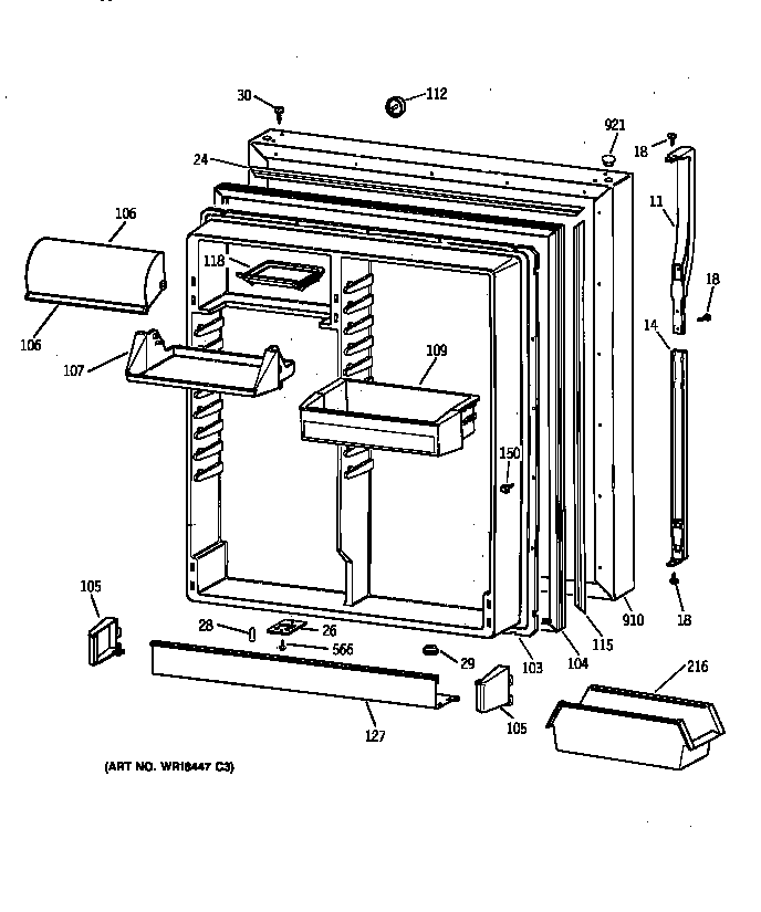 Kenmore 36378567893 fresh food door diagram