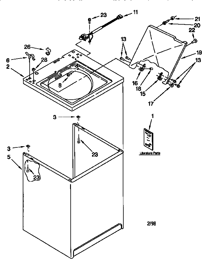 Kenmore 11028299890 top and cabinet diagram