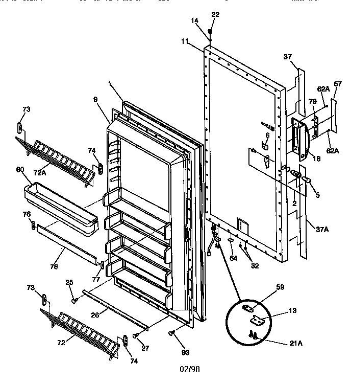 Kenmore 2539280810 door diagram