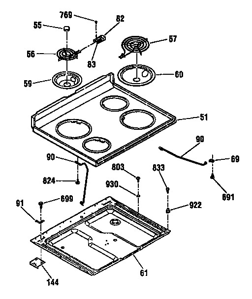Kenmore 91191478790 main top section diagram