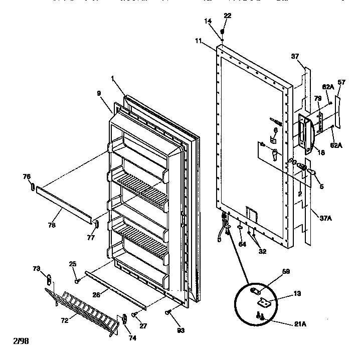 Kenmore 2539287410 door diagram