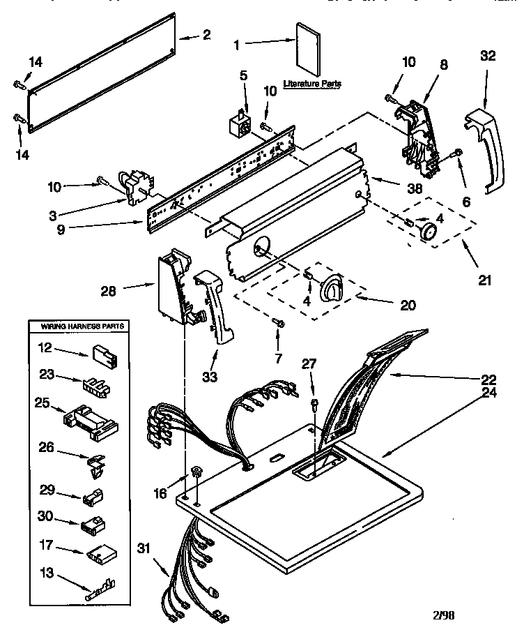 Kenmore 11078712894 top  and console diagram