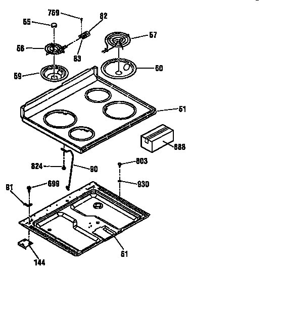 Kenmore 91193201890 maintop section diagram