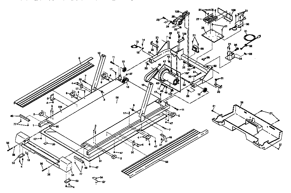 Proform PFTL58570 walking board assembly diagram