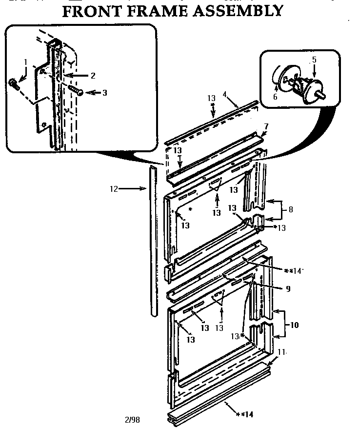 Thermador CT130N-03 front frame assembly diagram