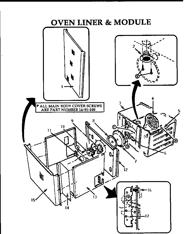 Thermador CT130N-03 oven liner and module diagram