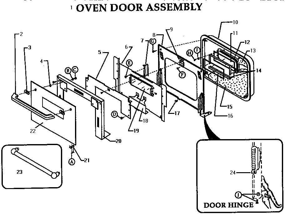 Thermador CT130N-03 oven door assembly diagram