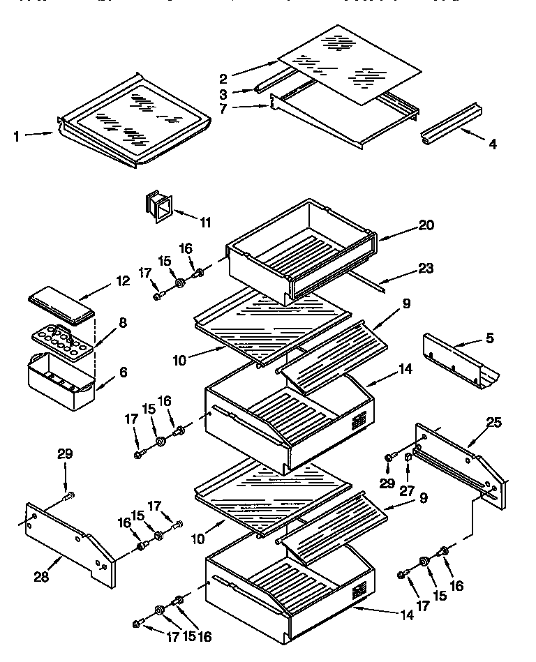 KitchenAid KSSC36MFS05 refrigerator shelf diagram
