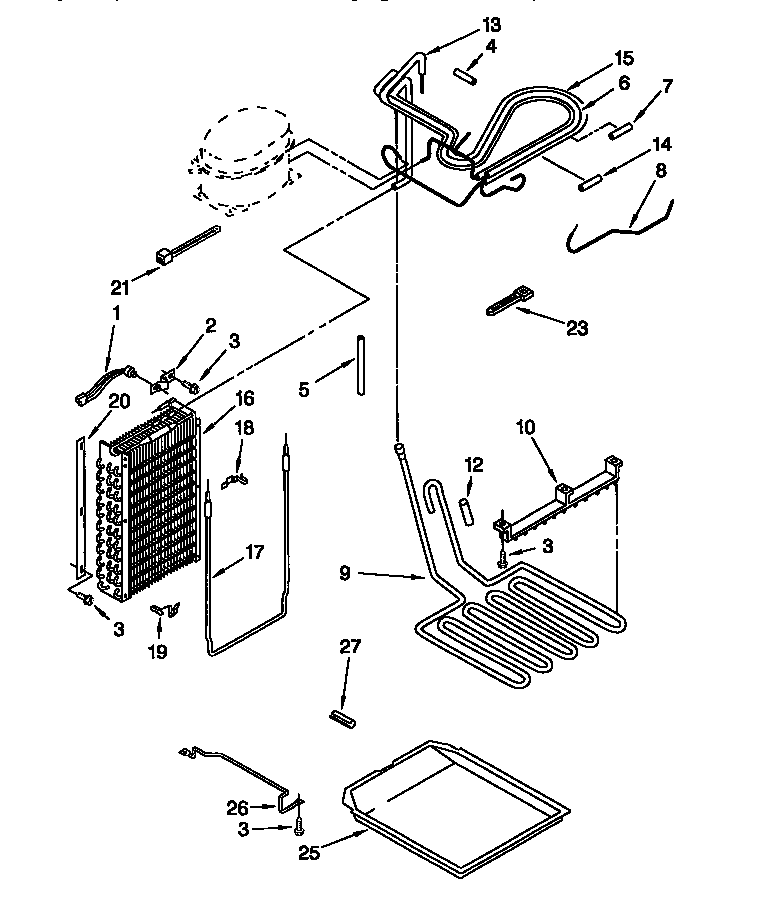 KitchenAid KSSC36MFS05 lower unit and tube diagram